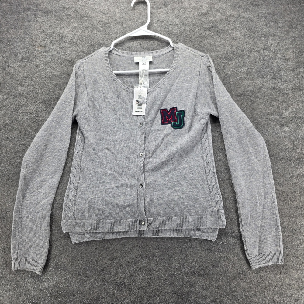 Mademoiselle Jacadi Sweater Cardigan Girls M 158cm Gray MJ Logo Wool Cashmere